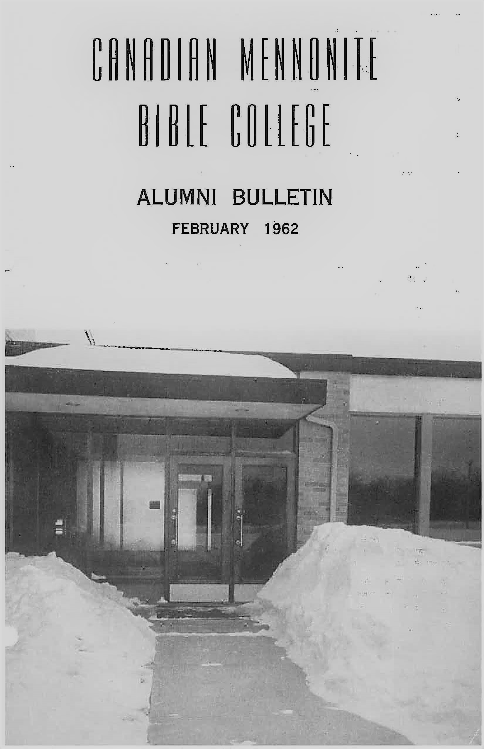 Front cover of the February 1962 CMBC Alumni Bulletin